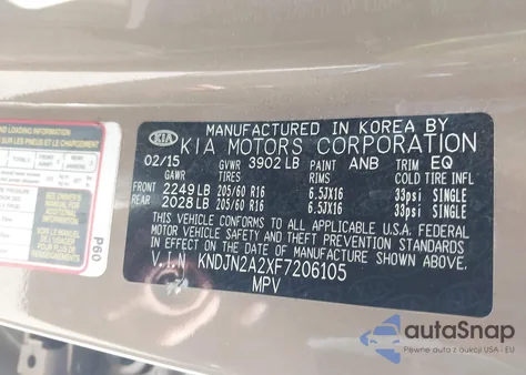 2015 Kia Soul from USA, damaged, VIN KNDJN2A2XF7206105